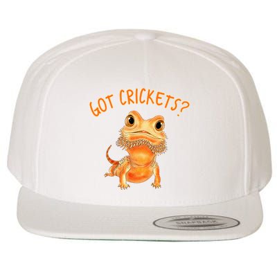 Funny Bearded Dragon Got Crickets Lizard Reptile Herpetology Wool Snapback Cap