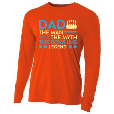 Funny Bowler Dad The Myth The Bowling Legend Cool Gift Cooling Performance Long Sleeve Crew