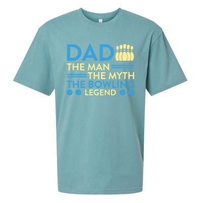 Funny Bowler Dad The Myth The Bowling Legend Cool Gift Sueded Cloud Jersey T-Shirt