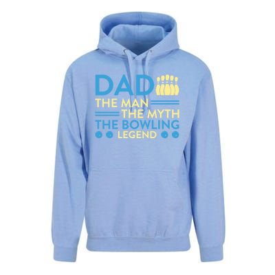 Funny Bowler Dad The Myth The Bowling Legend Cool Gift Unisex Surf Hoodie