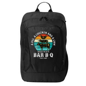 Funny BBQ DAD A Pig A Chicken And A Cow Walk into a BarBQ City Backpack