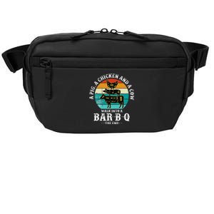 Funny BBQ DAD A Pig A Chicken And A Cow Walk into a BarBQ Crossbody Pack