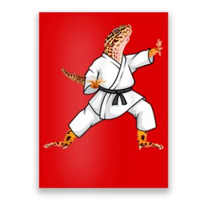 Funny Bearded Dragons Doing Karate Samurai Ninja Lizard Poster