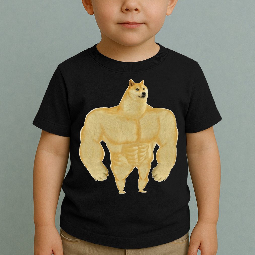 Funny Buff Doge Chiba Dog Gym Meme Funny Swole Doge Meme Toddler T-Shirt