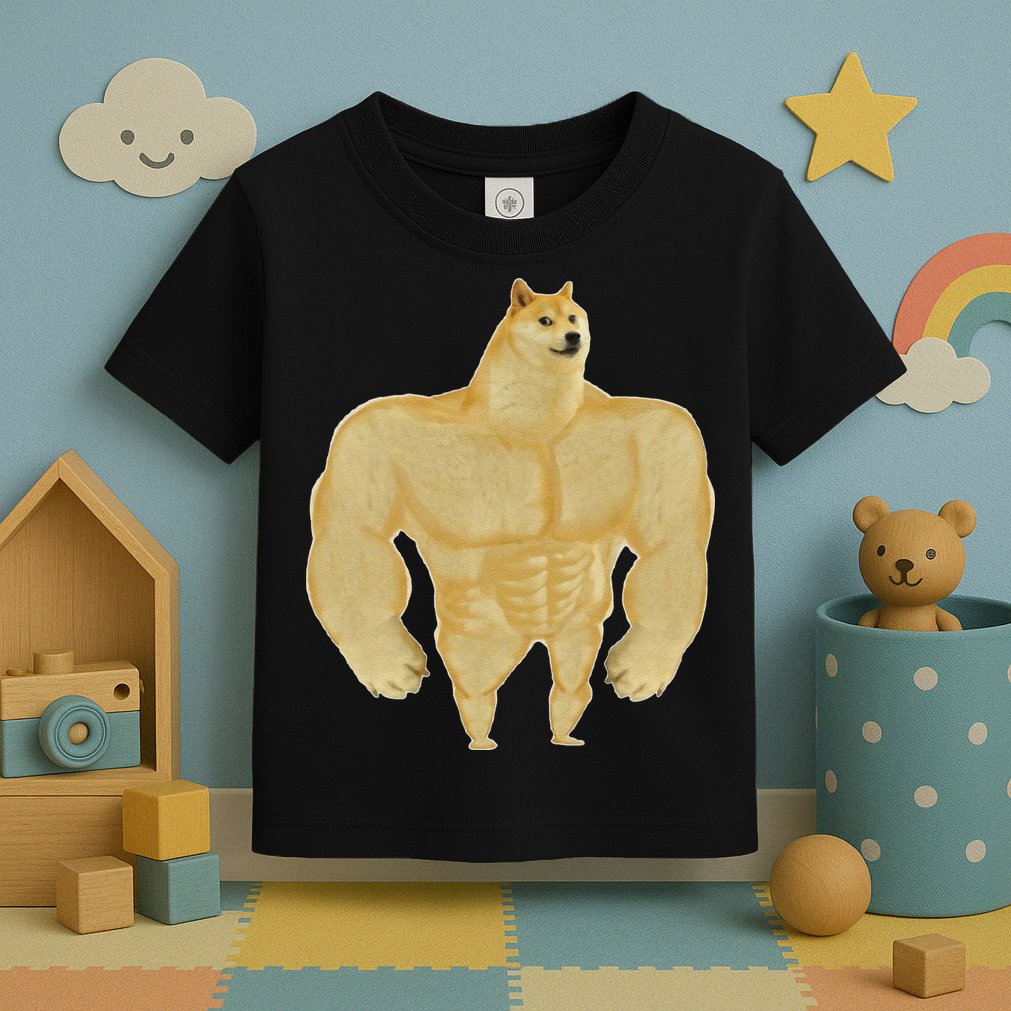 Funny Buff Doge Chiba Dog Gym Meme Funny Swole Doge Meme Toddler T-Shirt