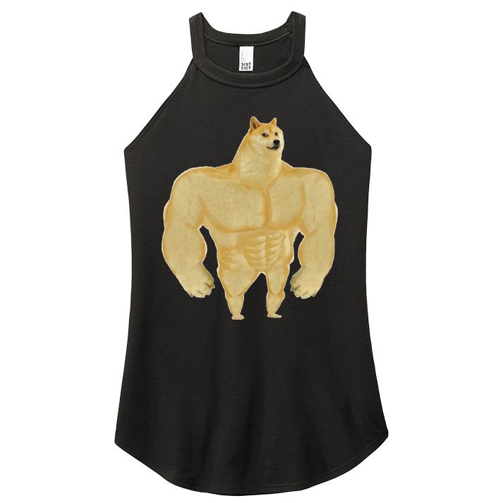 Funny Buff Doge Chiba Dog Gym Meme Funny Swole Doge Meme Women's Perfect Tri Rocker Tank