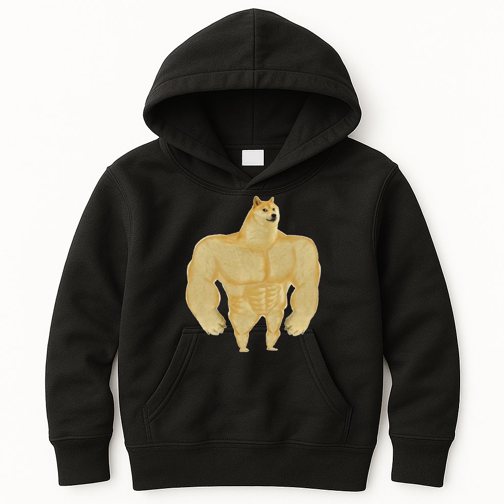 Funny Buff Doge Chiba Dog Gym Meme Funny Swole Doge Meme Kids Hoodie