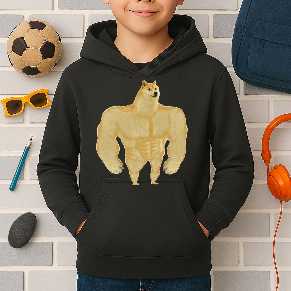 Funny Buff Doge Chiba Dog Gym Meme Funny Swole Doge Meme Kids Hoodie