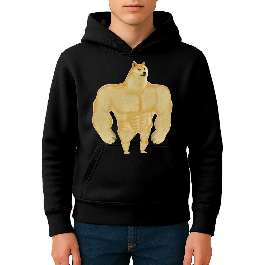 Funny Buff Doge Chiba Dog Gym Meme Funny Swole Doge Meme Kids Hoodie