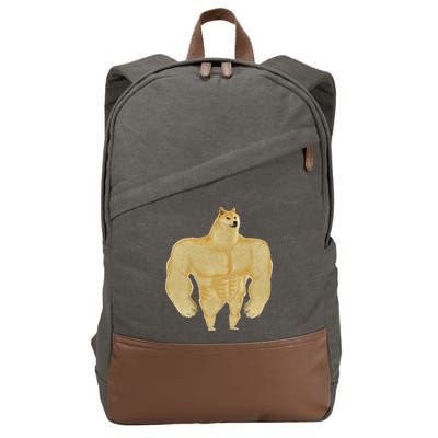 Funny Buff Doge Chiba Dog Gym Meme Funny Swole Doge Meme Cotton Canvas Backpack