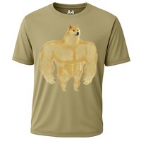 Funny Buff Doge Chiba Dog Gym Meme Funny Swole Doge Meme Cooling Performance Crew T-Shirt