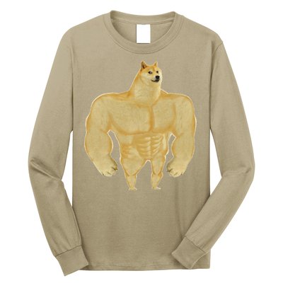 Funny Buff Doge Chiba Dog Gym Meme Funny Swole Doge Meme Long Sleeve Shirt