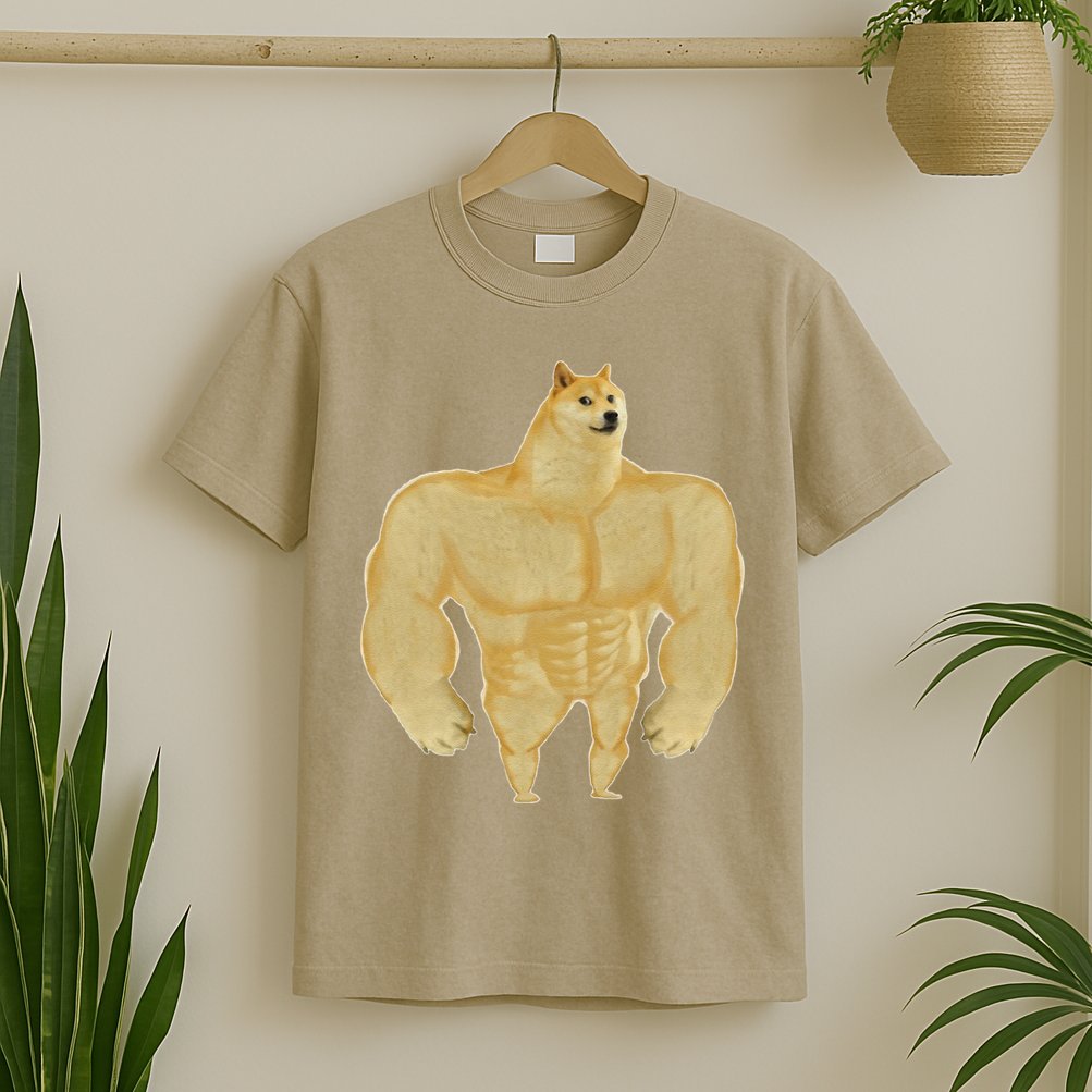 Funny Buff Doge Chiba Dog Gym Meme Funny Swole Doge Meme T-Shirt