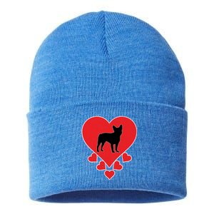 French Bulldog Dog Lover Valentine's Day French Bulldog Gift Sustainable Knit Beanie