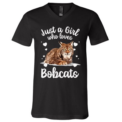 Funny Bobcat Design For Women Girls Pet Cat Bobcat Animal V-Neck T-Shirt