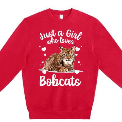 Funny Bobcat Design For Women Girls Pet Cat Bobcat Animal Premium Crewneck Sweatshirt