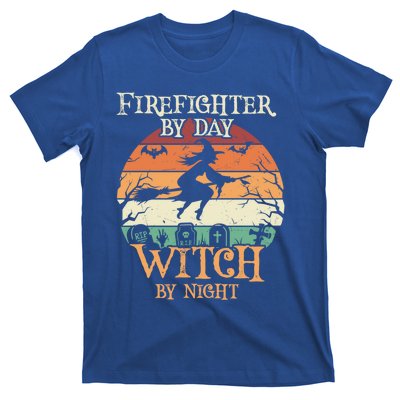 Firefighter By Day Witch By Night Halloween Gift T-Shirt