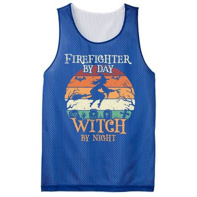 Firefighter By Day Witch By Night Halloween Gift Mesh Reversible Basketball Jersey Tank