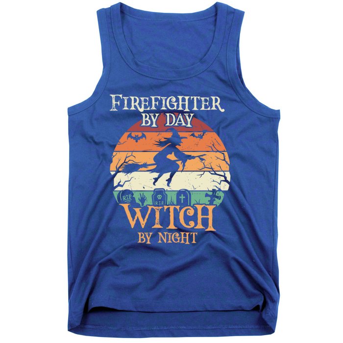 Firefighter By Day Witch By Night Halloween Gift Tank Top