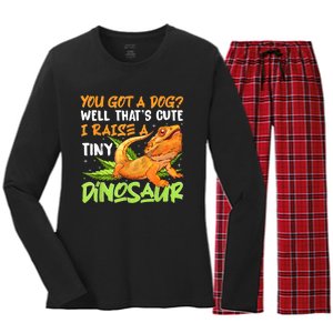 Funny Bearded Dragon Pet Reptile Lizard Lover Women's Long Sleeve Flannel Pajama Set 