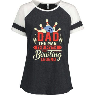 Funny Bowling Dad The Myth The Bowling Legend Meaningful Gift Enza Ladies Jersey Colorblock Tee