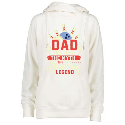 Funny Bowling Dad The Myth The Bowling Legend Meaningful Gift Womens Funnel Neck Pullover Hood