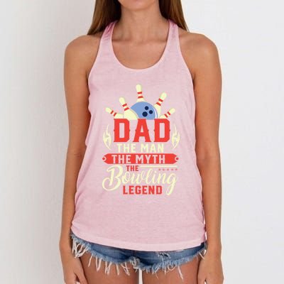 Funny Bowling Dad The Myth The Bowling Legend Meaningful Gift Women's Knotted Racerback Tank