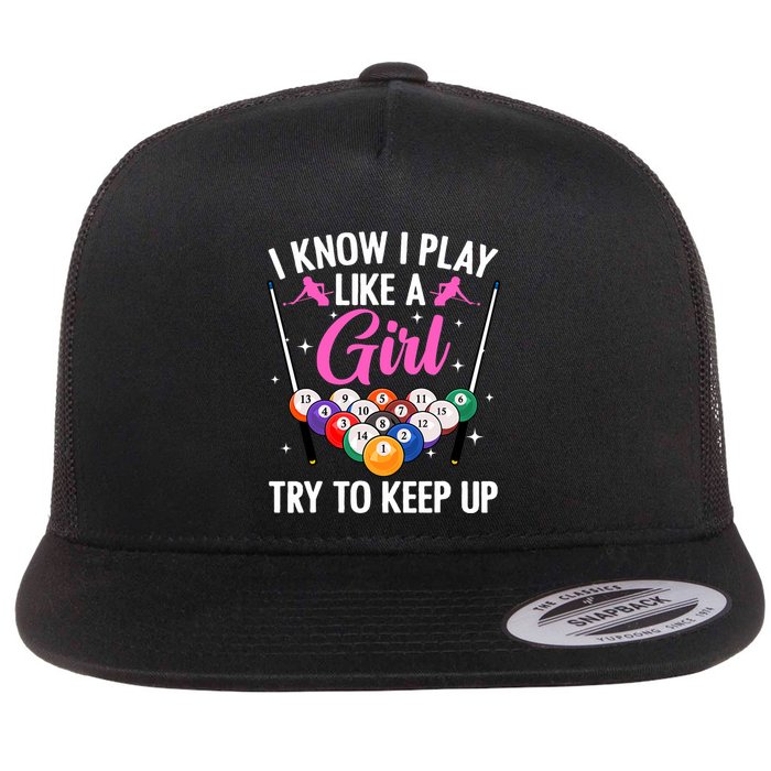 Funny Billiards Design For Pool Billiard Player Flat Bill Trucker Hat