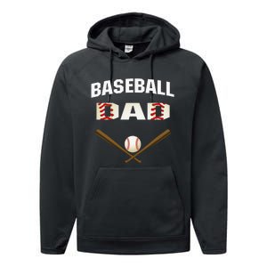 funny Baseball Dad Best gift idea for fathers tee Performance Fleece Hoodie