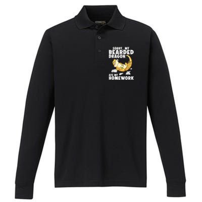 Funny Bearded Dragon Lizard Lover Bearded Dragon  Performance Long Sleeve Polo