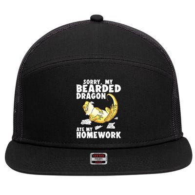 Funny Bearded Dragon Reptile Funny Lizard Bearded Dragon 7 Panel Mesh Trucker Snapback Hat
