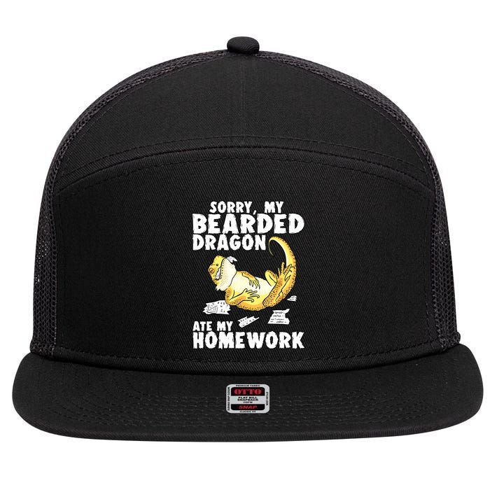 Funny Bearded Dragon Reptile Funny Lizard Bearded Dragon 7 Panel Mesh Trucker Snapback Hat