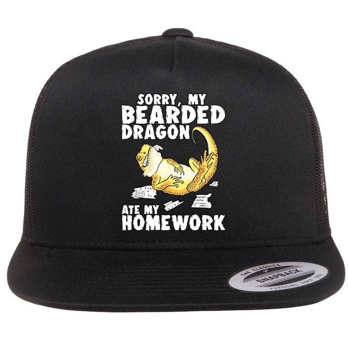 Funny Bearded Dragon Reptile Funny Lizard Bearded Dragon Flat Bill Trucker Hat