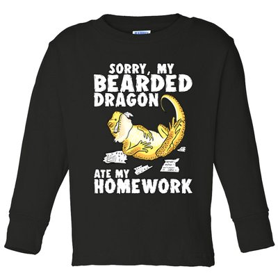 Funny Bearded Dragon Reptile Funny Lizard Bearded Dragon Toddler Long Sleeve Shirt