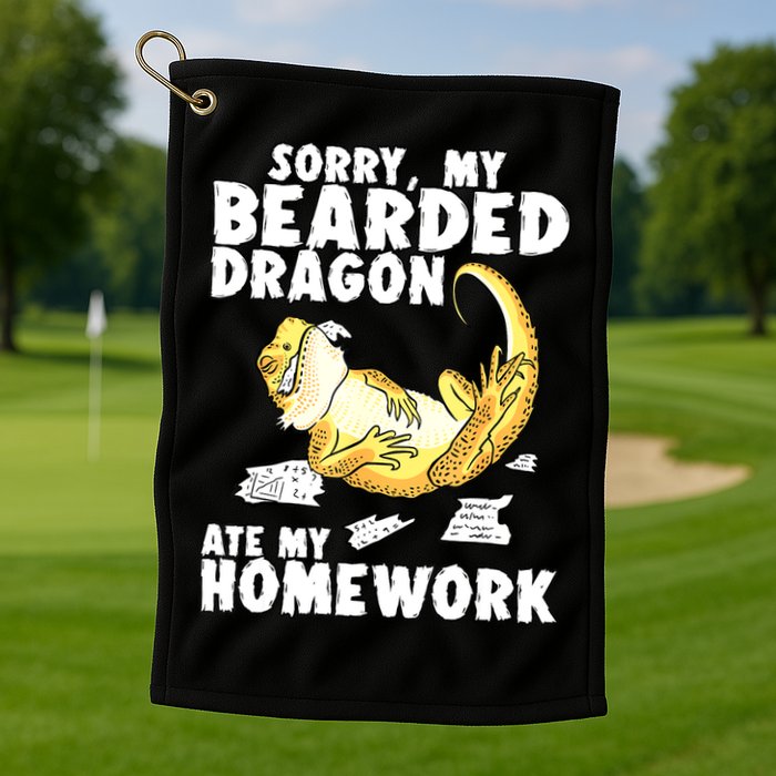 Funny Bearded Dragon Reptile Funny Lizard Bearded Dragon Golf Towel