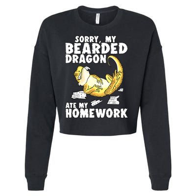 Funny Bearded Dragon Reptile Funny Lizard Bearded Dragon Cropped Pullover Crew