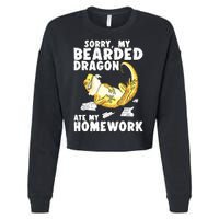 Funny Bearded Dragon Reptile Funny Lizard Bearded Dragon Cropped Pullover Crew