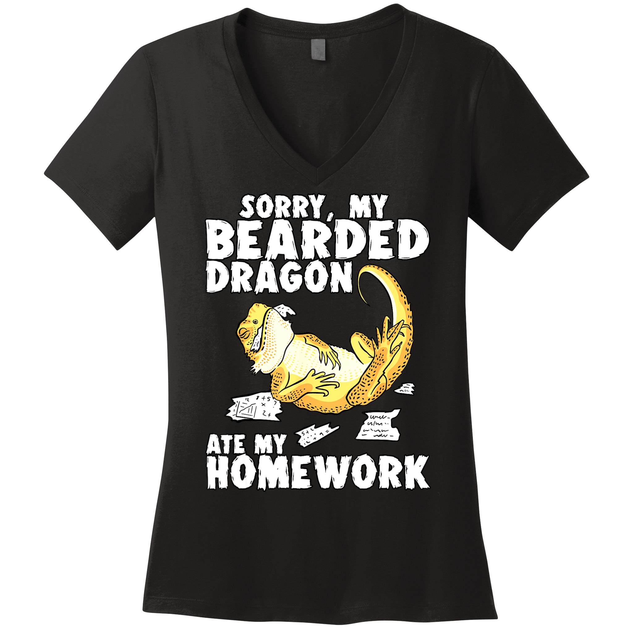 Funny Bearded Dragon Reptile Funny Lizard Bearded Dragon Women's V-Neck T-Shirt