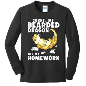 Funny Bearded Dragon Reptile Funny Lizard Bearded Dragon Kids Long Sleeve Shirt