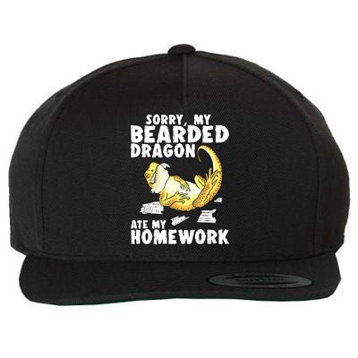 Funny Bearded Dragon Reptile Funny Lizard Bearded Dragon Wool Snapback Cap