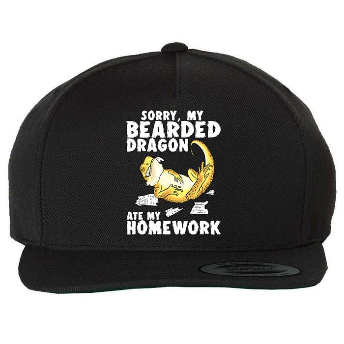Funny Bearded Dragon Reptile Funny Lizard Bearded Dragon Wool Snapback Cap