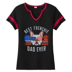 French Bulldog Dad Usa Lover 4th Of July Gift Ladies Halftime Notch Neck Tee