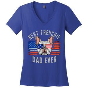 French Bulldog Dad Usa Lover 4th Of July Gift Women's V-Neck T-Shirt