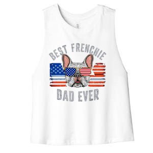 French Bulldog Dad Usa Lover 4th Of July Gift Women's Racerback Cropped Tank