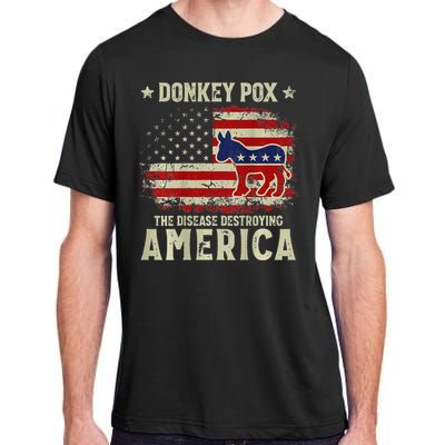 Funny Biden Donkey Pox The Disease Destroying America Back Adult ChromaSoft Performance T-Shirt