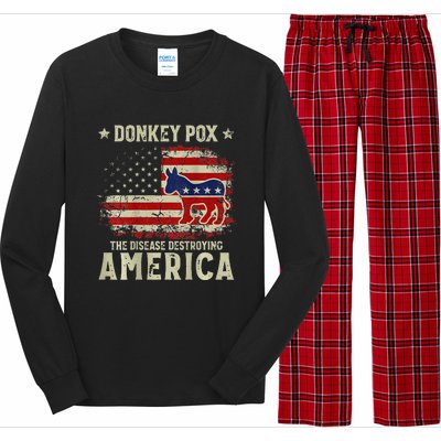 Funny Biden Donkey Pox The Disease Destroying America Back Long Sleeve Pajama Set