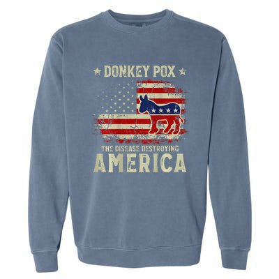 Funny Biden Donkey Pox The Disease Destroying America Back Garment-Dyed Sweatshirt