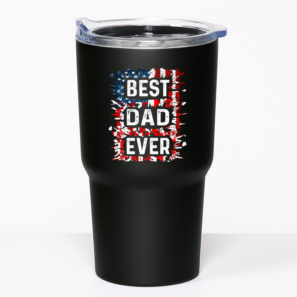 Funny Best Dad Ever Fathers Day Papa Us American Flag Tumbler
