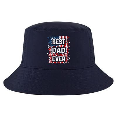 Funny Best Dad Ever Fathers Day Papa Us American Flag Cool Comfort Performance Bucket Hat