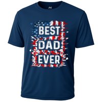 Funny Best Dad Ever Fathers Day Papa Us American Flag Cooling Performance Crew T-Shirt